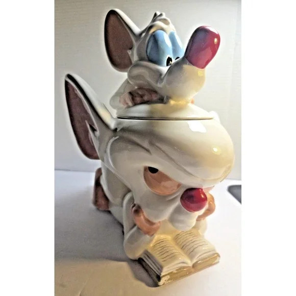 Warner Bros. Studio Store Pinky and the Brain Ceramic Cookie Jar, Lid, 1997