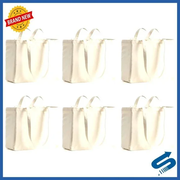 Heavy Duty Canvas Tote Bags Foldable Reusable Grocery Shopping Eco-Friendly