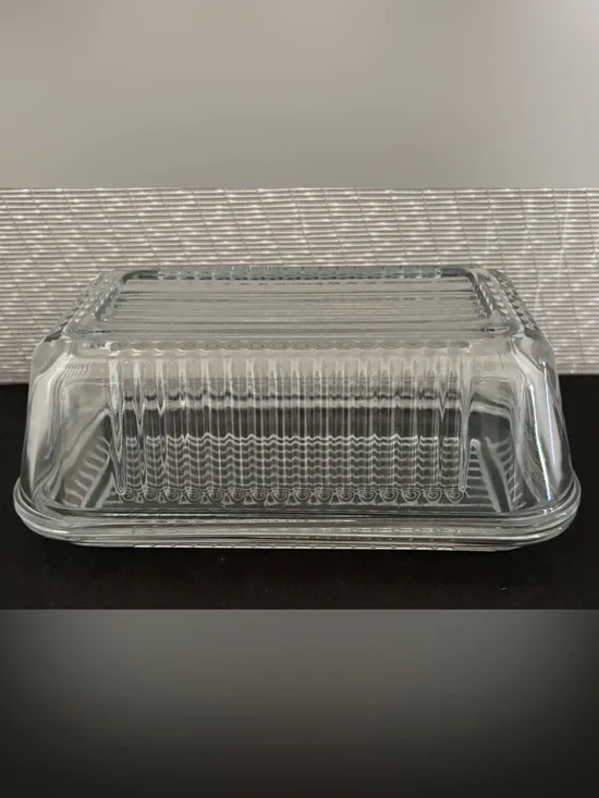 Vintage Pasabahce Ribbed Glass Butter Dish w/Lid or Versatile Food Storage - MCM
