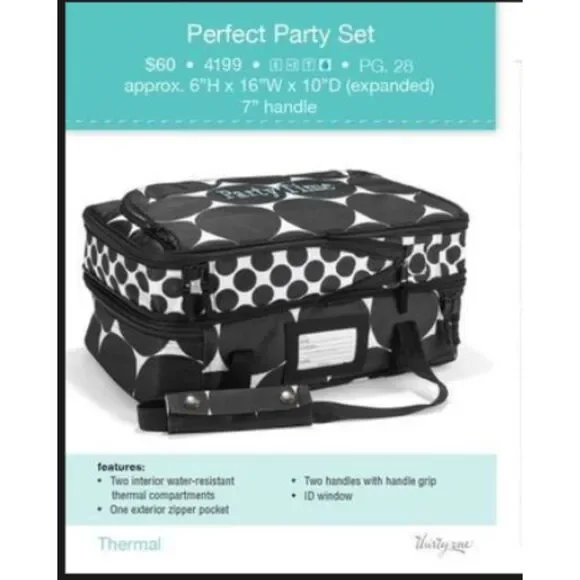 Thirty-One Perfect Party Set in black/white polka dot
