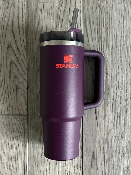 Stanley IceFlow Flip Straw Tumbler 30 oz Plum Purple Orange Lid Handle Cup
