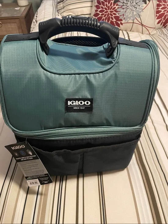 New Igloo Playmate Gripper 22 Can Cooler Bag Teal Green Black Insulated Box Bag