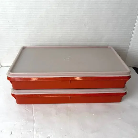 Vintage Tupperware Lot of 2 Deli Keeper Stackable Paprika Containers With Lids