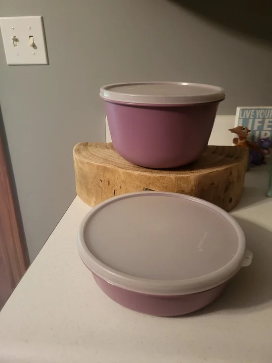 Vintage Tupperware Purple Bowls - 2 Bowls With Lids- Styles:1701-10 And 1699-3