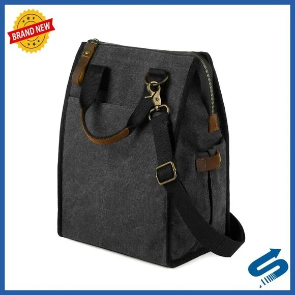 Insulated Canvas Lunch Tote Leakproof Reusable Work Picnic Beach Bag