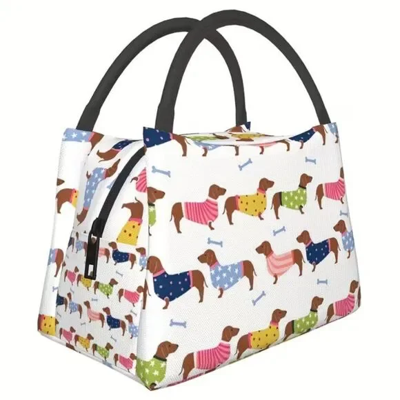 Dachshund Pattern Insulated Lunch Bag – Reusable Cooler Tote