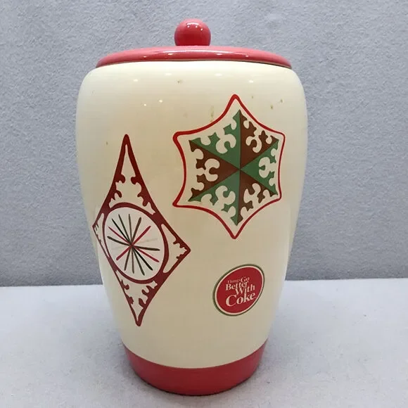 COCA-COLA COKE‎ CHRISTMAS ORNAMENT SNOWFLAKE VINTAGE CERAMIC COOKIE JAR