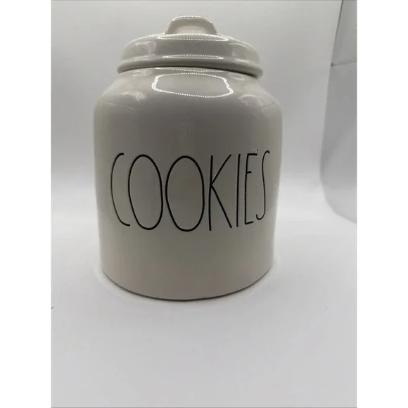 Rae Dunn COOKIES Canister Large White Ceramic‎ Farmhouse Cookie Jar
