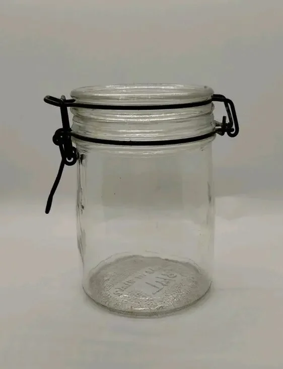 Hermetic Clear Glass Canister Jar 3/4L - Wire Hinged Lid - Made in Italy