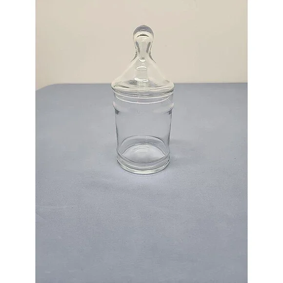 Vintage Glass Apothecary Jar With Lid For Candy Or Trinkets Clear Glass