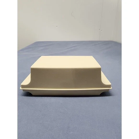 Vintage Tupperware Double Stick Butter Dish or Cream Cheese Keeper w Lid Almond