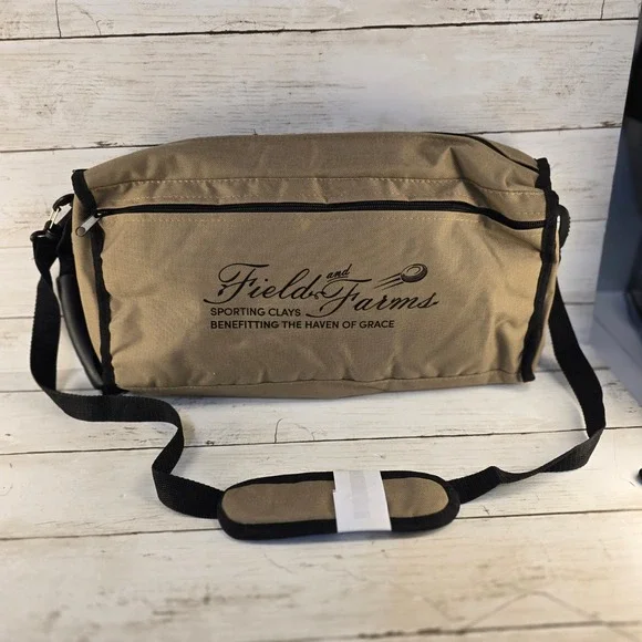 Field and Farms Sporting Clays Insulated Cooler Bag Tan Black Shoulder Strap