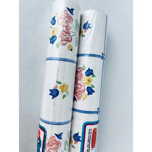 Vintage 90s Con-Tact Brand Contact Floral  Shelf Liner - Lot Of 2 Rubbermaid