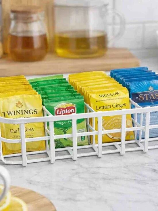 Tea Organizer - White Metal - New