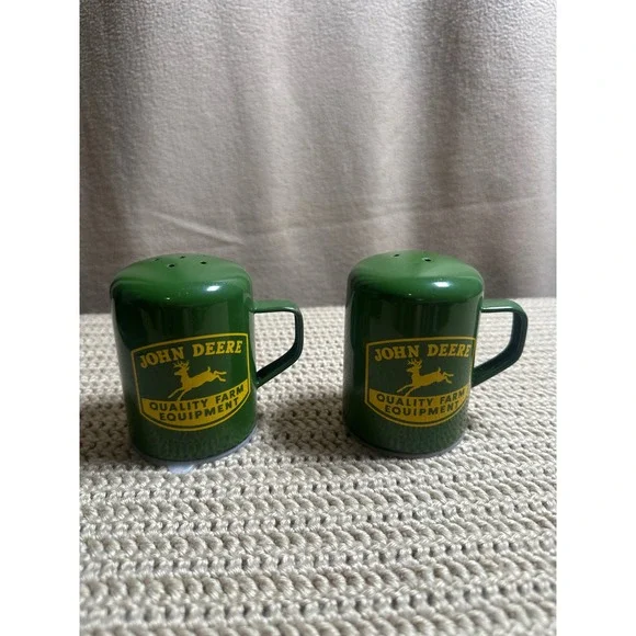 John Deere Salt and Pepper Shaker Set Green Quality Farm Equipment Mug Style