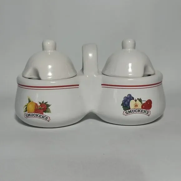 Smuckers Double Covered Ceramic Jam Jar With Lids