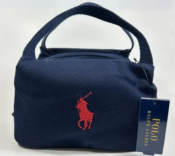Polo Ralph Lauren Insulated Lunch Bag Navy Canvas Big Red Pony 9AR078-BCV NWT