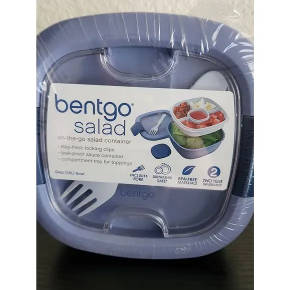 Bentgo Salad On-The-Go Container - Lavender Blue 54oz Bowl Includes Fork