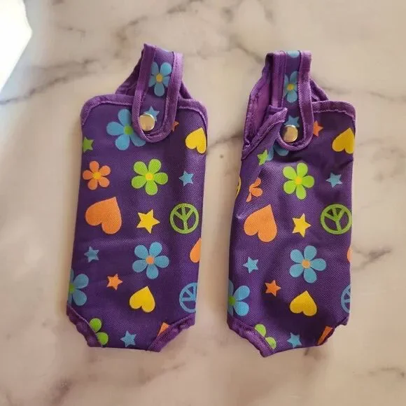 Girly hippie piece bright purple plum bottle insulator set of 2 travel accessori