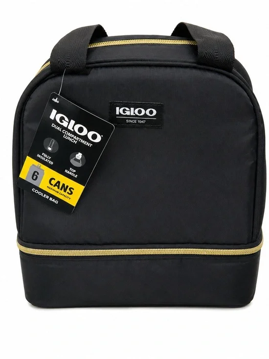 Igloo Dual Compartment Insulated Lunch Bag Cooler – 6 Can Capacity – NWT