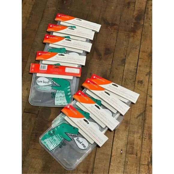 Lot bundle of 9x full circle t rex dino pvc reusable snack bag