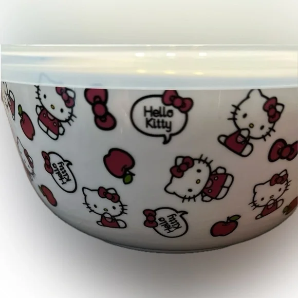 Hello Kitty Apple Jacks Nesting Bowls with Pressure Release Lids.