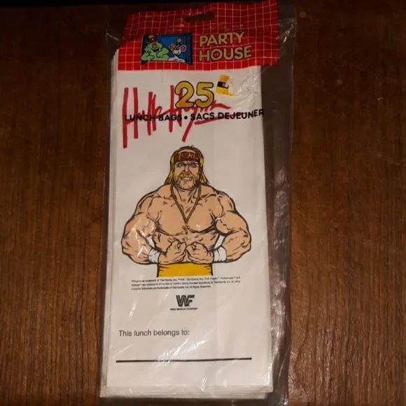 NOS Hollywood Hulk Hogan WWF WWE WCW 1991 Party House‎ 25 Wrestling Lunch Bags