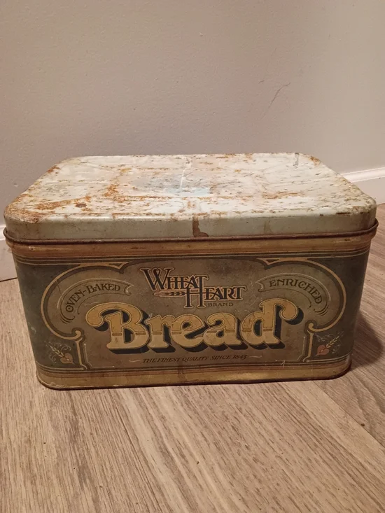 Vintage Bread Tin - Green and Cream
