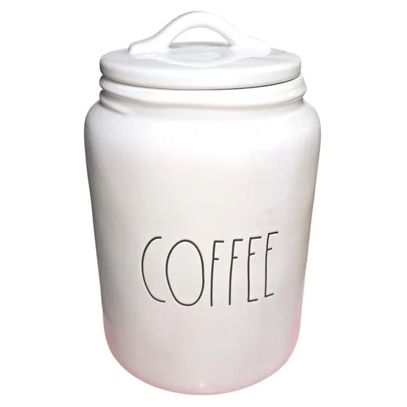 Rae Dunn‎ Artisan Collection Coffee Canister Jar White Ceramic Lid Magnolia 9