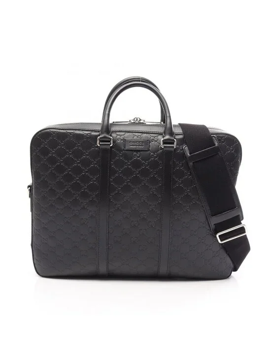Gucci Briefcase Guccissima 2-Way Black Leather