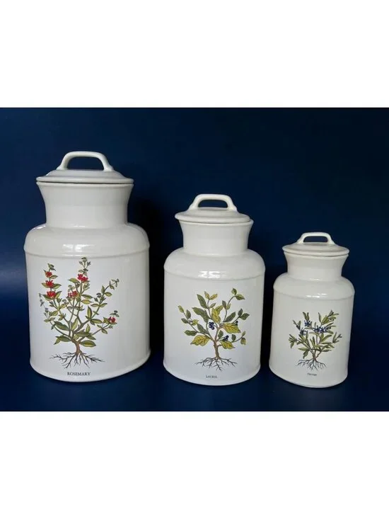 MCCOY Milk Jug Canister Set - Rosemary Laurel Thyme herb theme - floral Kitchen