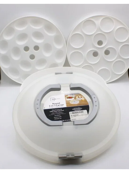Round 3-In-1 Carrier Snap-Tight Lid Inserts For Cake & Deviled Eggs by Mainstays