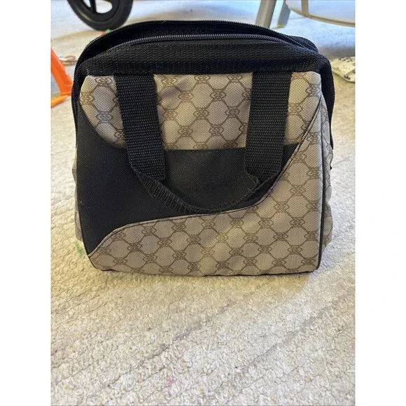 Fit & Fresh Insulated Lunch Tote Double Handle Zip Pocket Brown Black