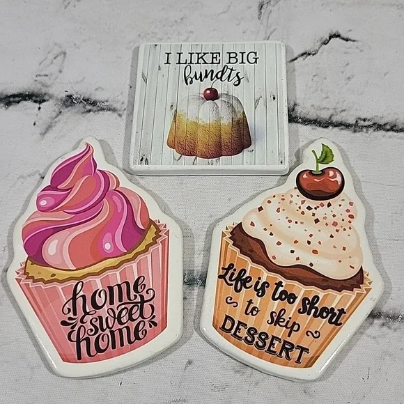 Cupcake Fridge Magnets Funny Lot Of 3 Like Big‎ Bundts Life Is Short Home Sweet
