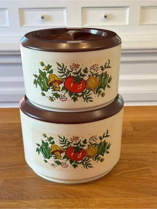 🍅 Vintage Sterilite No. 840 “Spice of Life” Nesting Canisters | Set of 2 | 70s