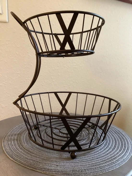2-Tier Metal| Round  Fruit Storage Bowl | Oil Rubbed Bronze - NWOT