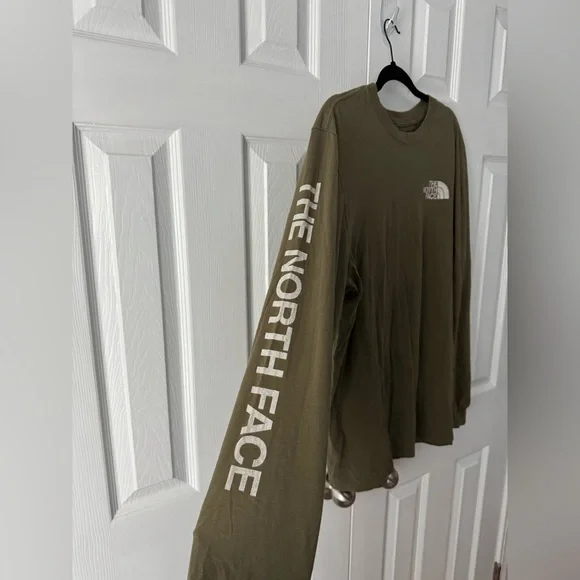 The North Face Olive Green Graphic T Shirt Long Sleeve Crewneck Logo XL GORPcore