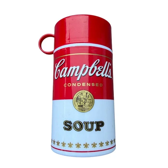 Vintage 1992 Campbell's Soup Thermos Red White Pop Art Insulated Bottle Hot Cold