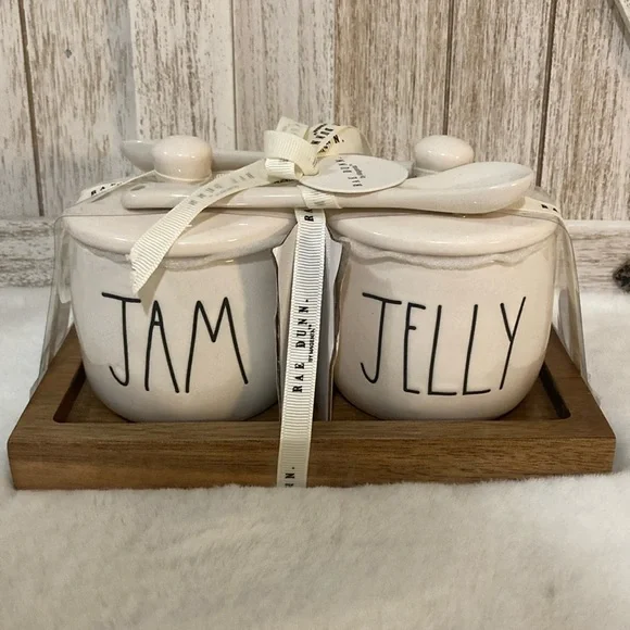 Rae Dunn Jam & Jelly Containers with Lids & Spoons