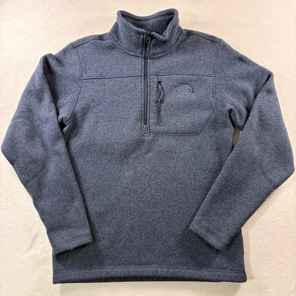The North Face Blue Heathered Gordon Lyons 1/4 Zip Fleece Pullover Jacket Mens L