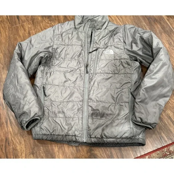 The North Face Jacket Mens Medium Gray  Puffer Full Zip Outdoor Hiking