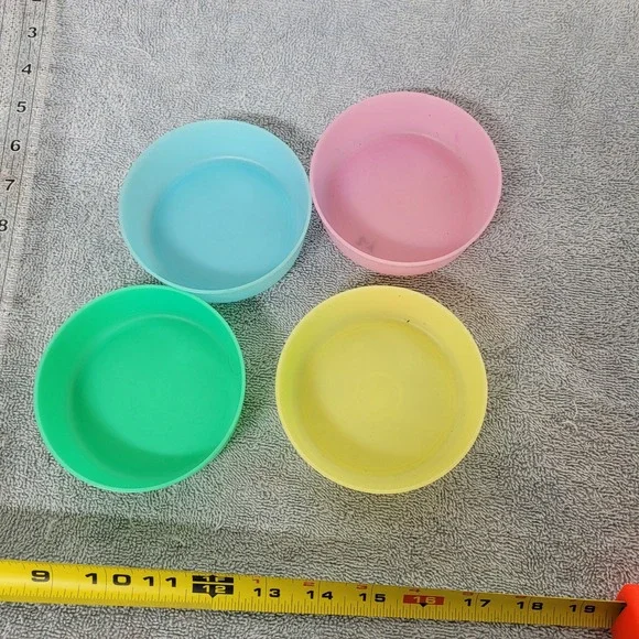 Tupperware‎ Vintage Pastel Snack Bowls Set of 4 Pink Blue Yellow Green 1286-29