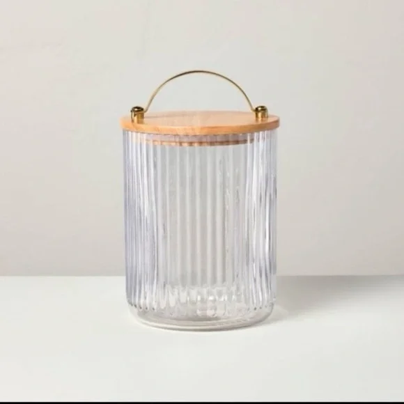53oz Fluted Glass Storage Canister with Wood Lid - Hearth & Hand™