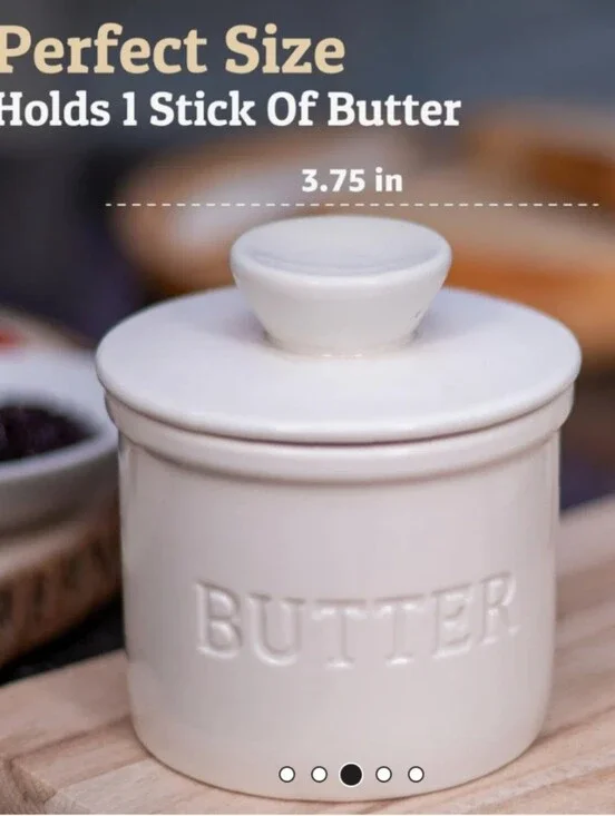 Priority Cheff Ceramic Butter Crock - White French Dish Countertop