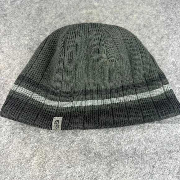 The North Face Fall 2011 Black‎ Winter Beanie Cap With Gray Edge Stripes
