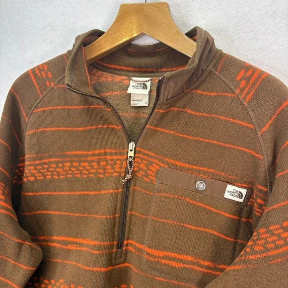The North Face‎ Brown Striped Gordon Lyons 1/4 Zip Pullover Mens XXL Gorpcore