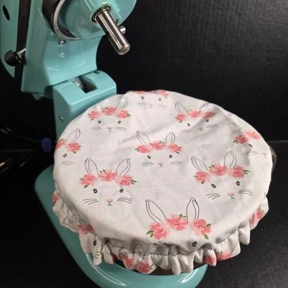 White Bunny Strawberries Blue Bows KitchenAid Mixer Mixing Bowl Cover Baking