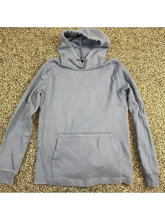 Gray waffle knit hoodie with a relaxed fit size small