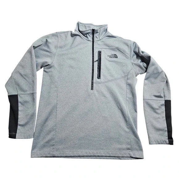 The North Face Quarter Zip Pullover Mens Medium Grey 1/4 Zip Activewear T164 *