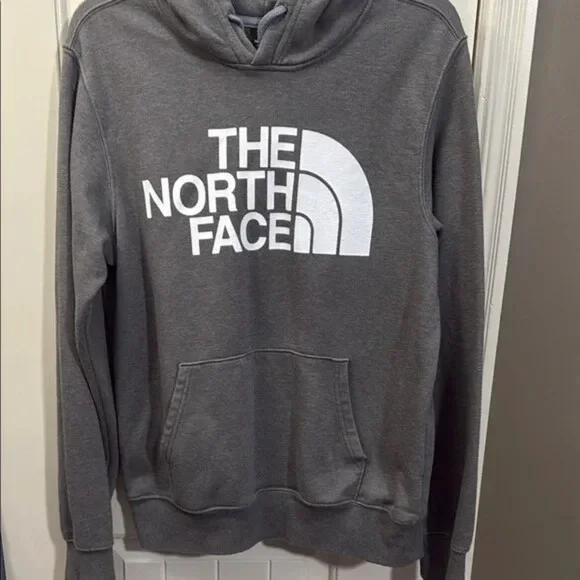 The North Face Hoodie Men's Pullover Fleece Logo‎ Sweatshirt Gray Pullover Small